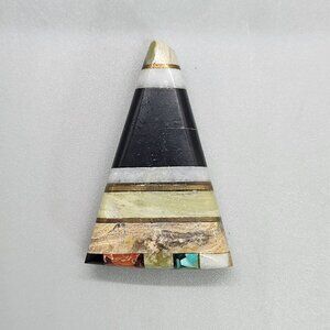 Vintage native american inlaid multi stone bead dangle pendant